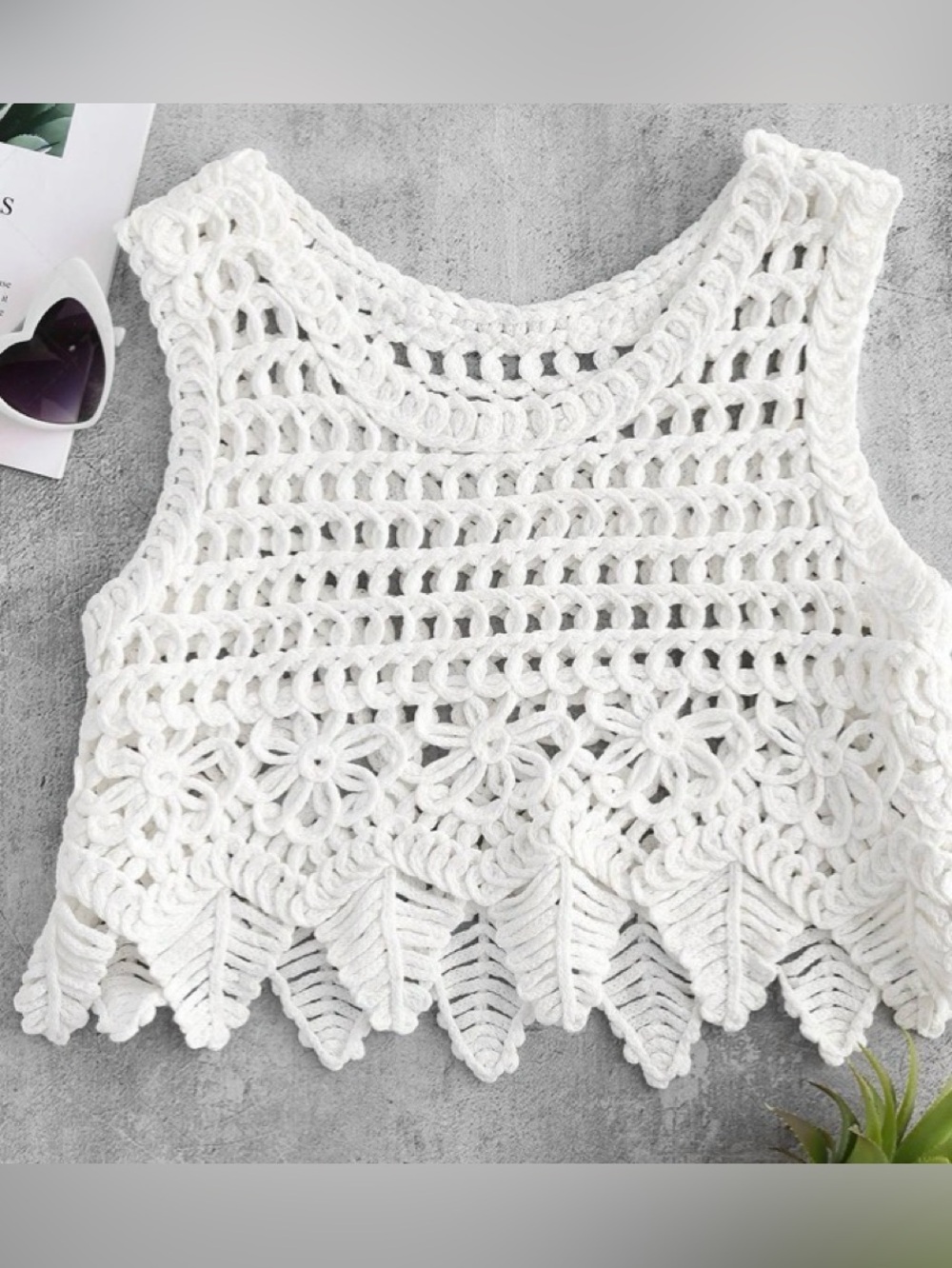 Zaful Chunky Crochet Sleeveless Crop Top No Tags